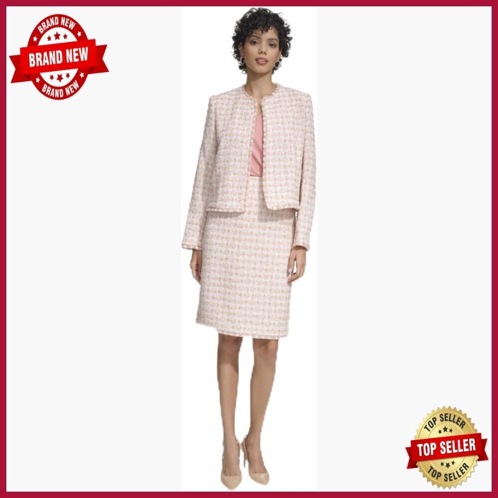 Open Front Tweed Blazer, Long Sleeve Suit Jacket for Work or Night Out